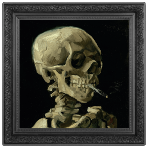 Skull of a Skeleton with Burning Cigarette