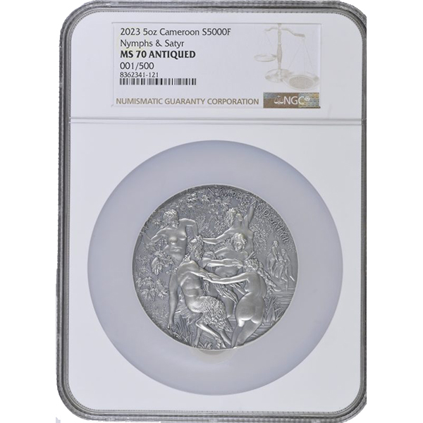 Nymphs and Satyr MS 70 Antiqued NGC_R